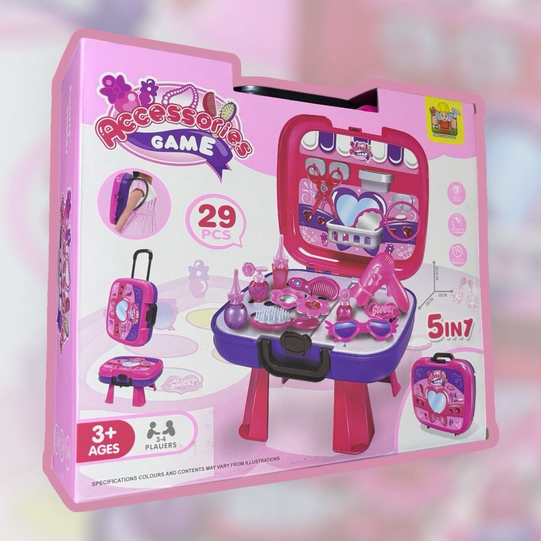 Maletin de juguete 5 en 1 con juguetes de estética y maquillaje, 29pcs,