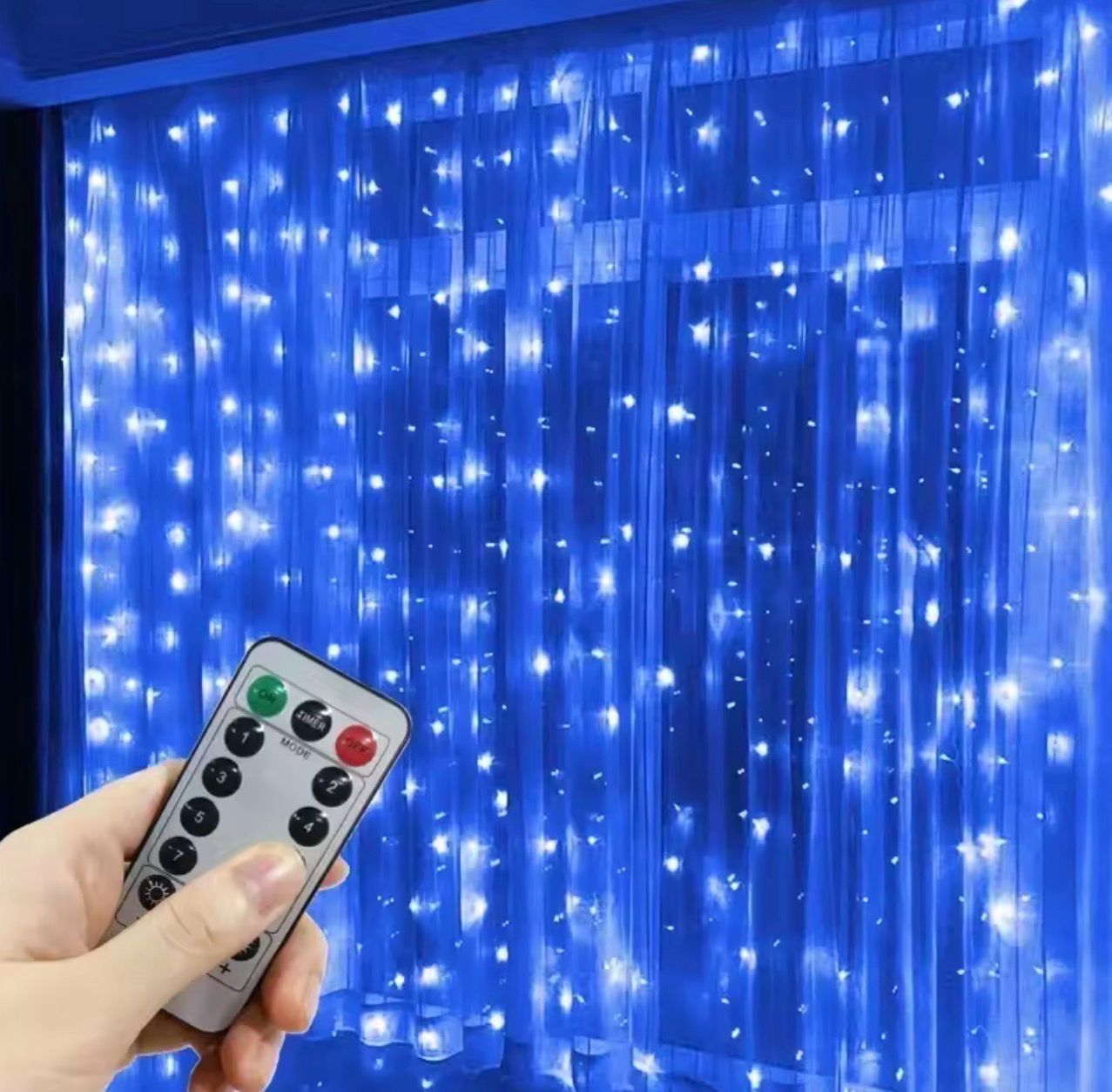 Cortina Luz led 3x3 color azul