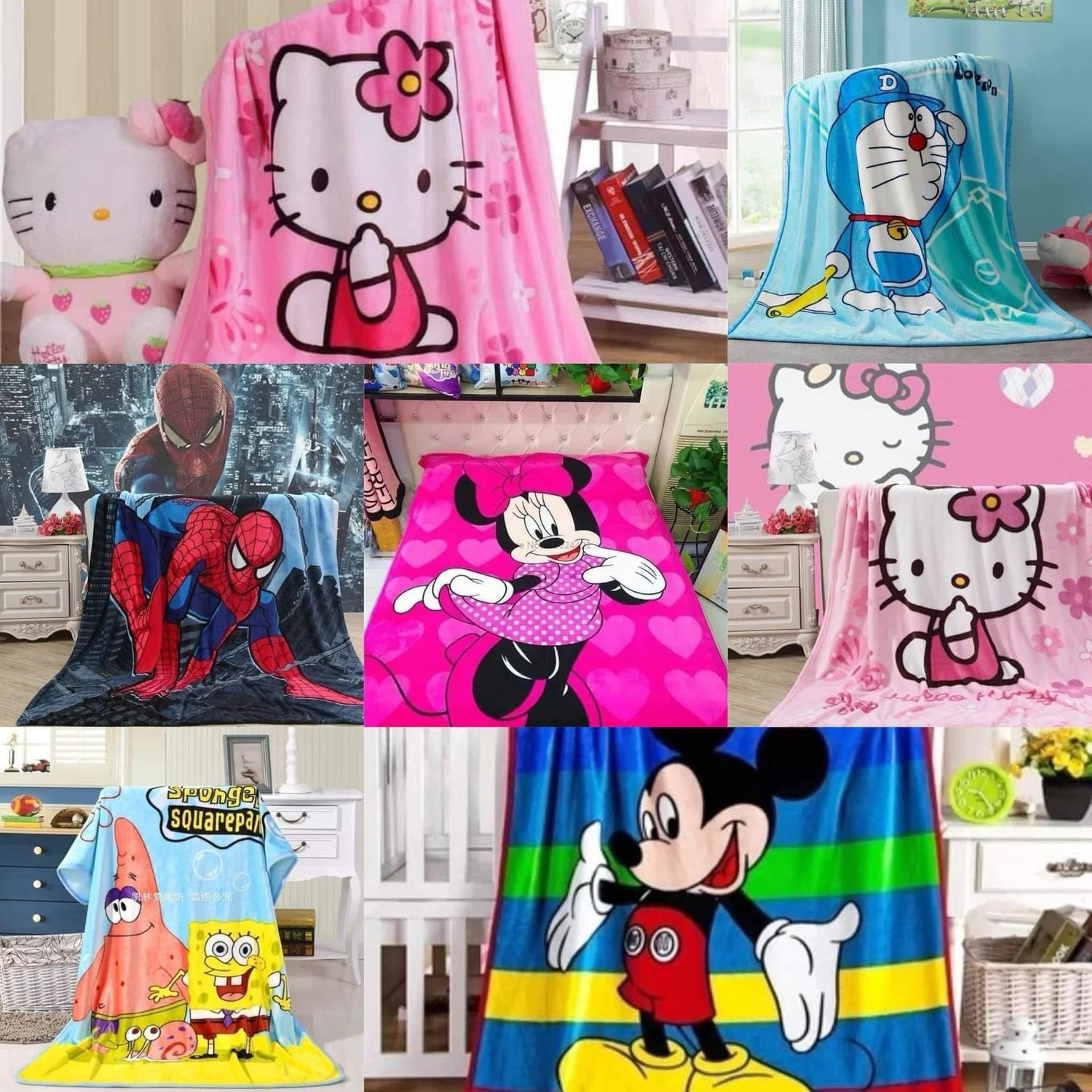 Frazada 1 m x 1.6mts de personajes se envía el dibujo al azahar