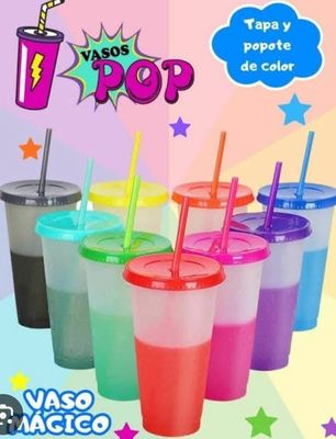 10 piezas Vaso Mágico cambia de color con agua fría o caliente