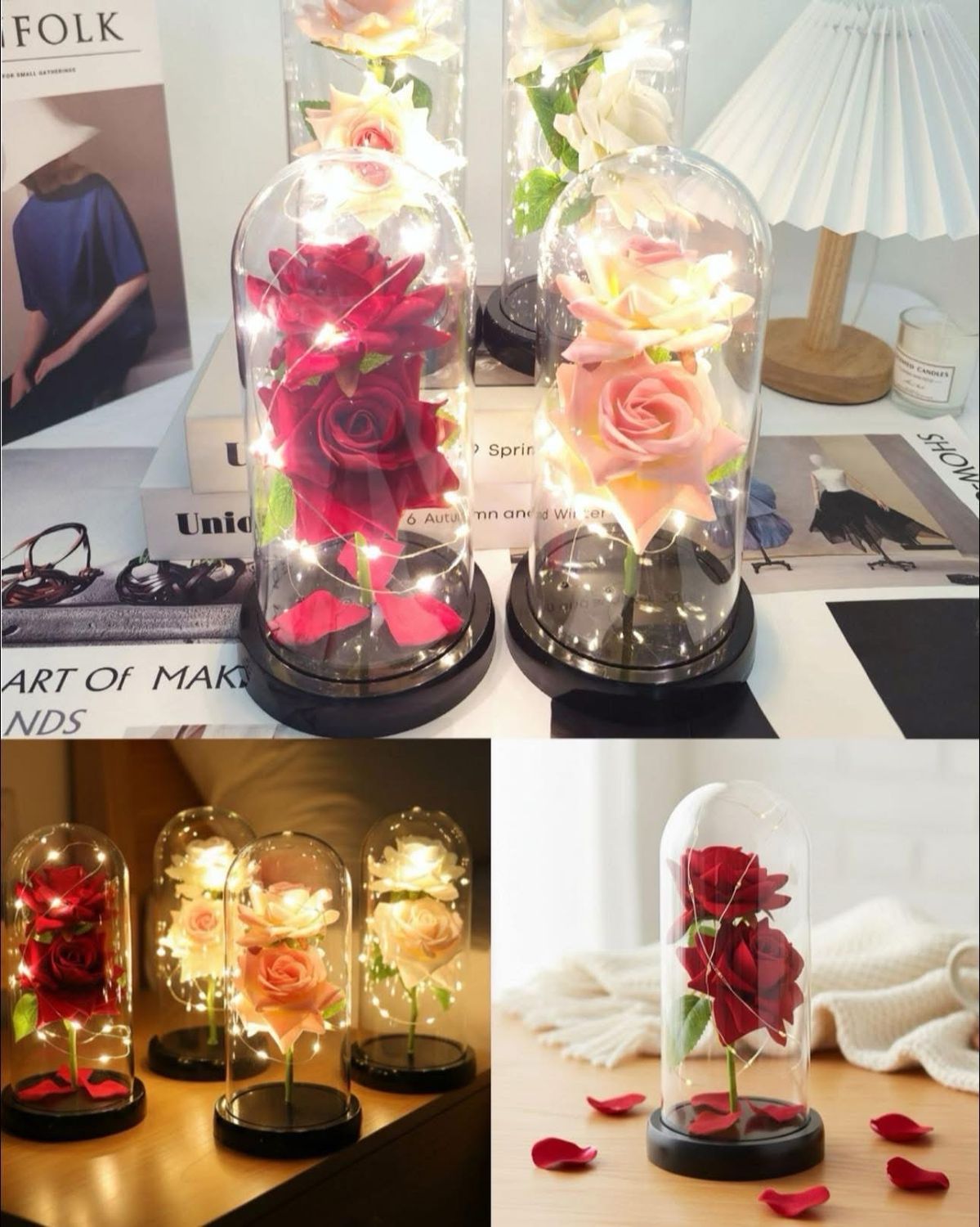 Rosa eterna Con Capelo Efecto Rosa natural