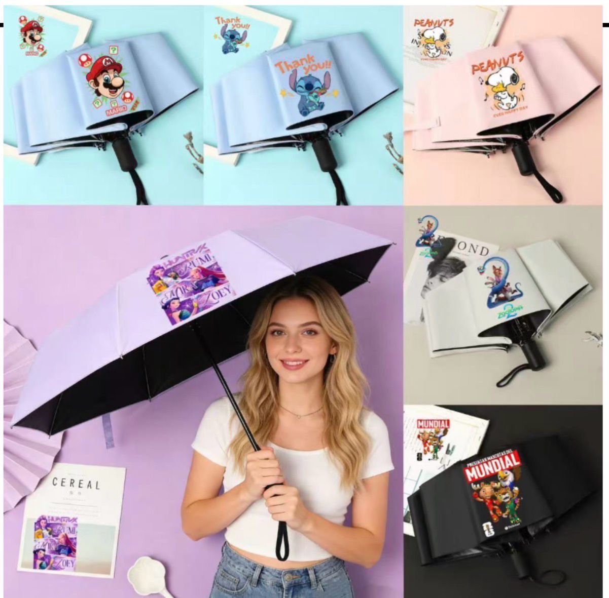 Sombrilla personajes colores lisos se envía surtido al azahar