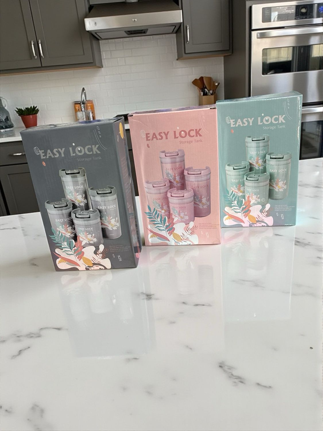 Set 4 contenedores herméticos Flores colores surtidos