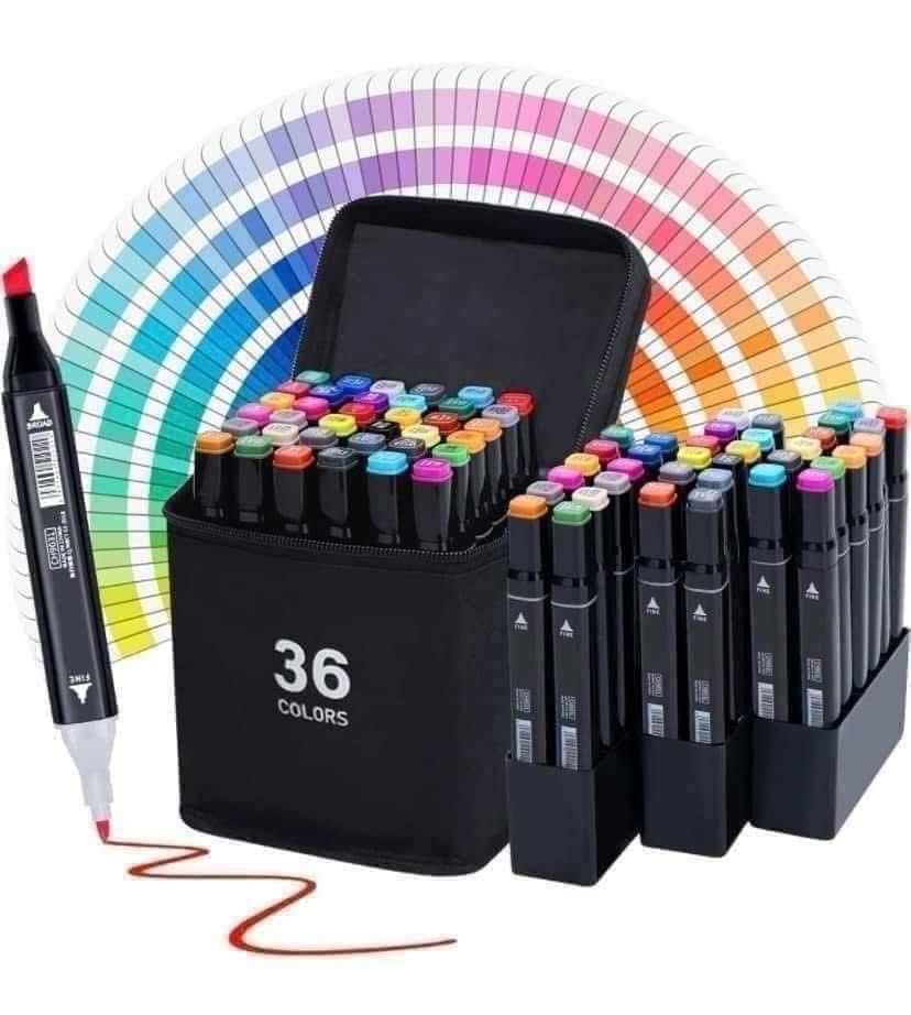 Plumón estuche negro 36 pz touch doble punta