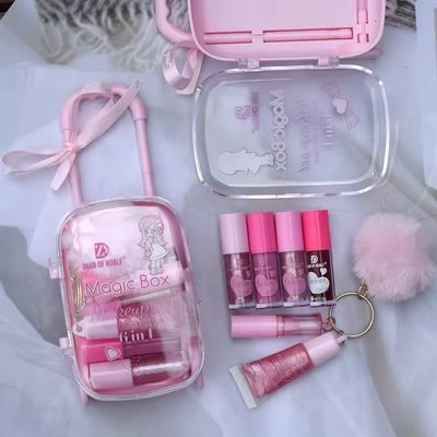 Maleta Con Mini LipGloss llavero pompón