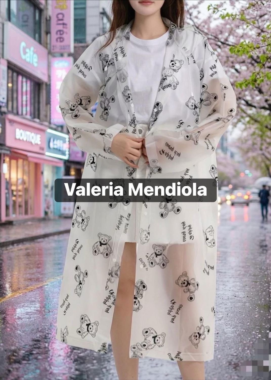 Impermeable adulto Estampados osos y flores