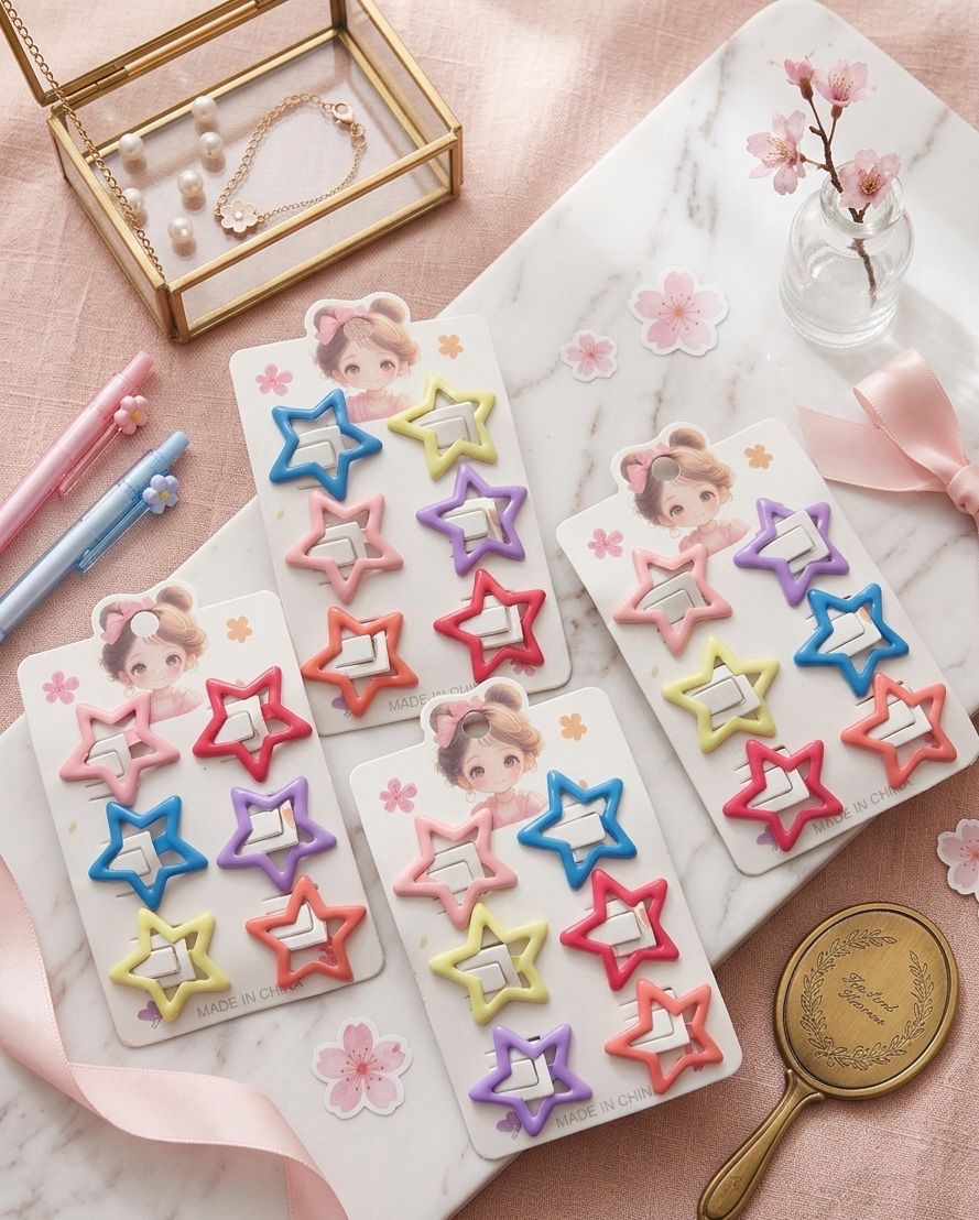 Docena pasadores Estrellitas tiras de 6 pasadores