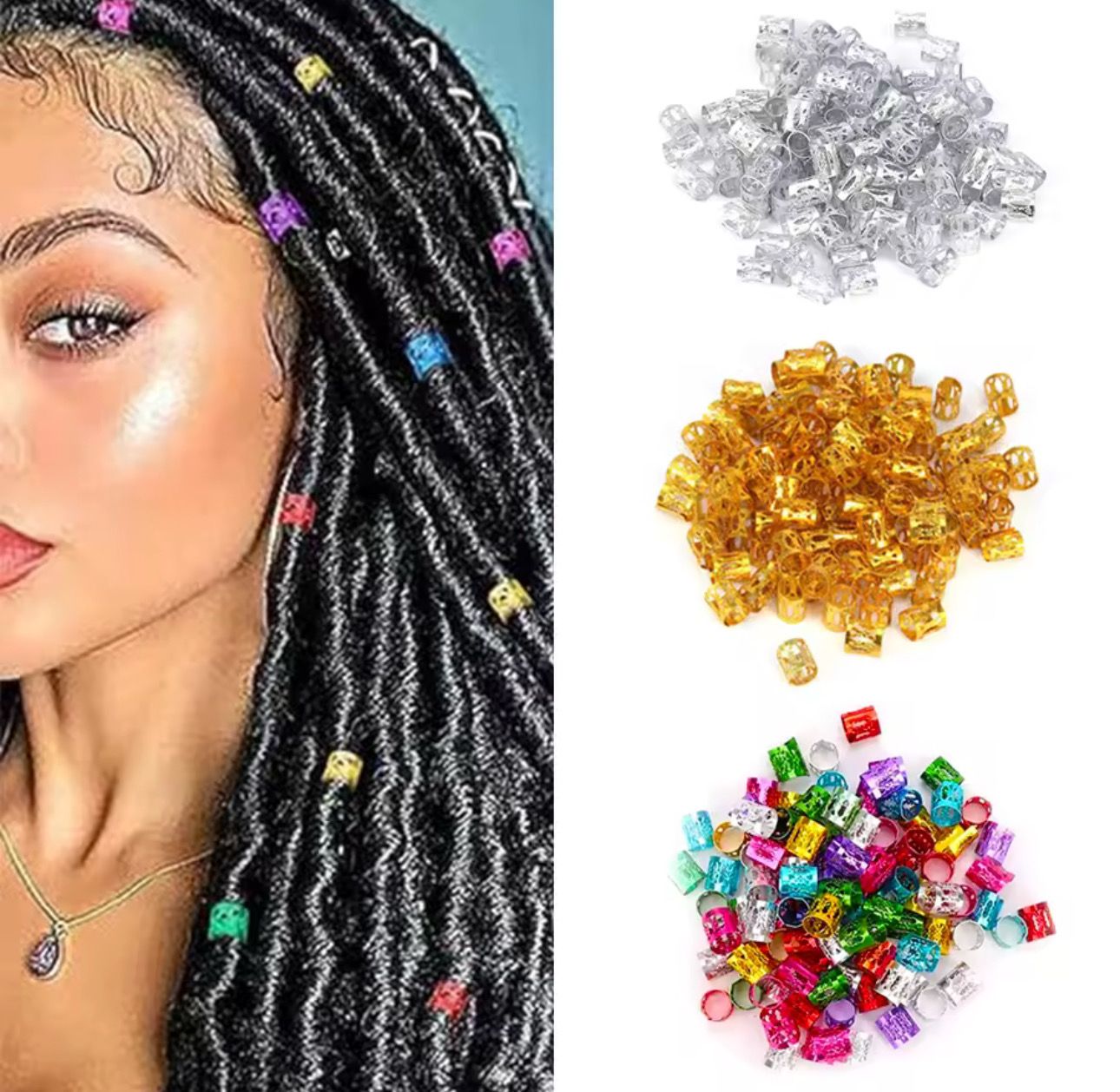 Paquete 12 bolsas Accesorios para trenzas colores