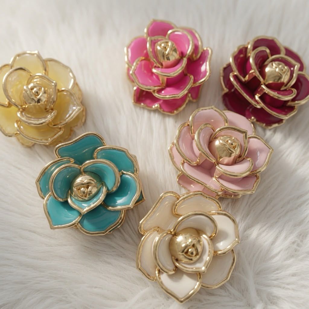 Docena Pinza Flor Detalle Dorado