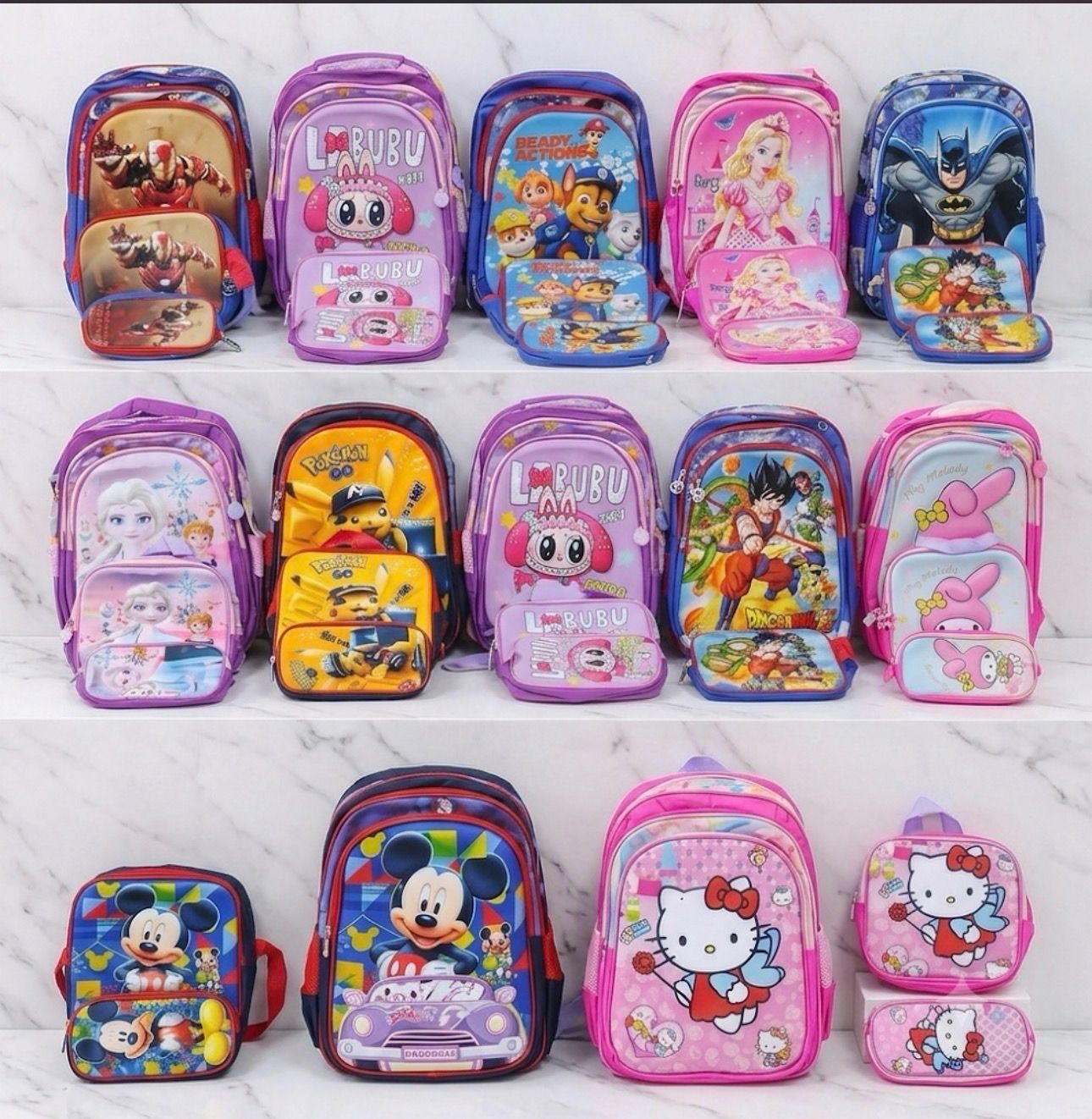 Combo Mochila 3pz personajes
