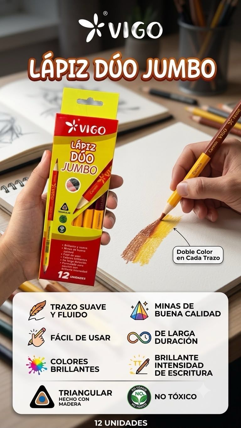 Docena Lápiz Dúo Jumbo Lápiz/Rojo