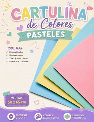Paquete 10 cartulinas color pastel