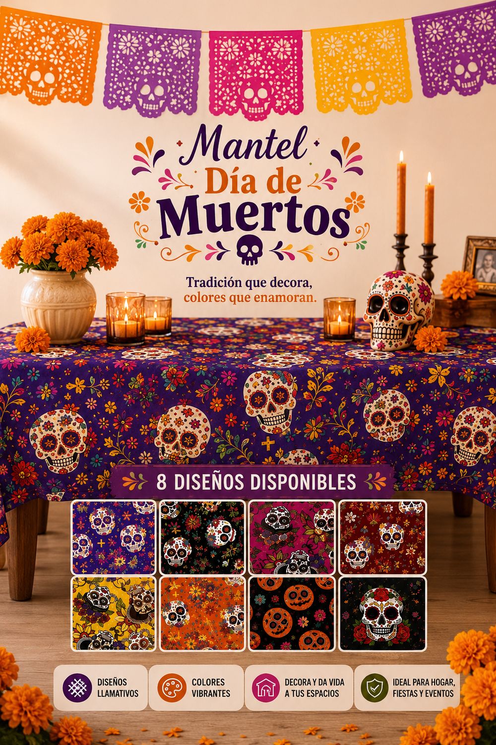 Mantel para Mesa Día de muertos