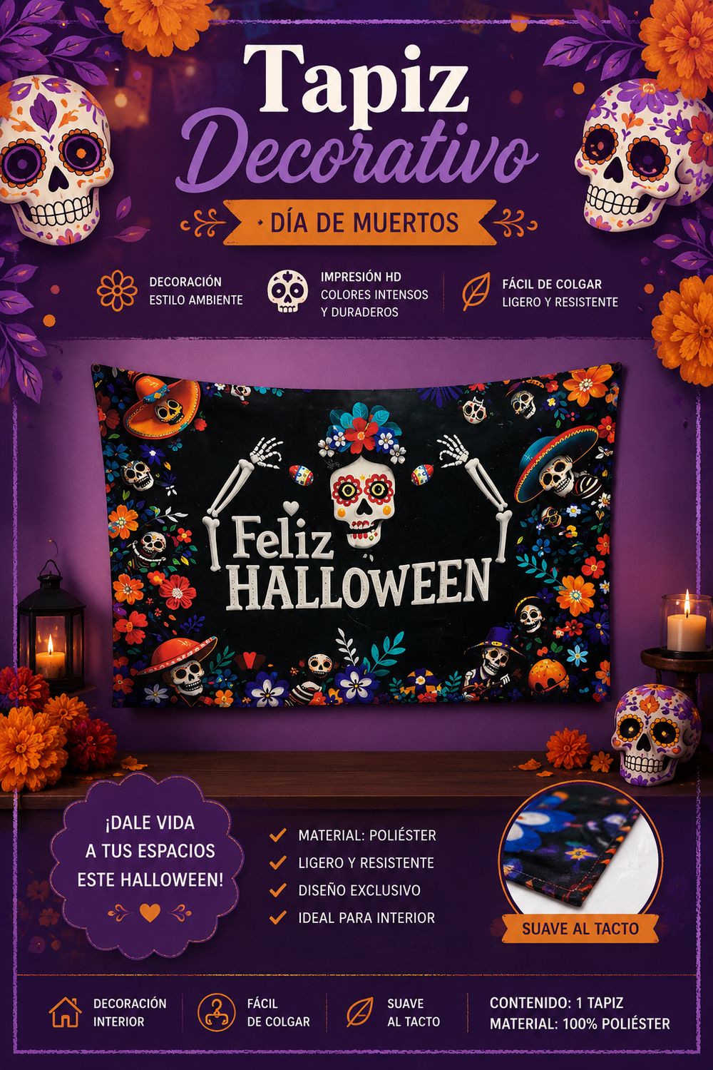 Telón Decorativo día de Muertos