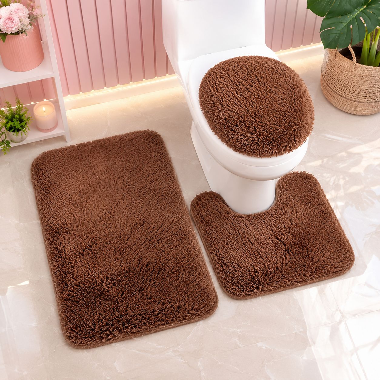 Juego de Baño 3 Piezas Pelo Alto Colores Surtidos