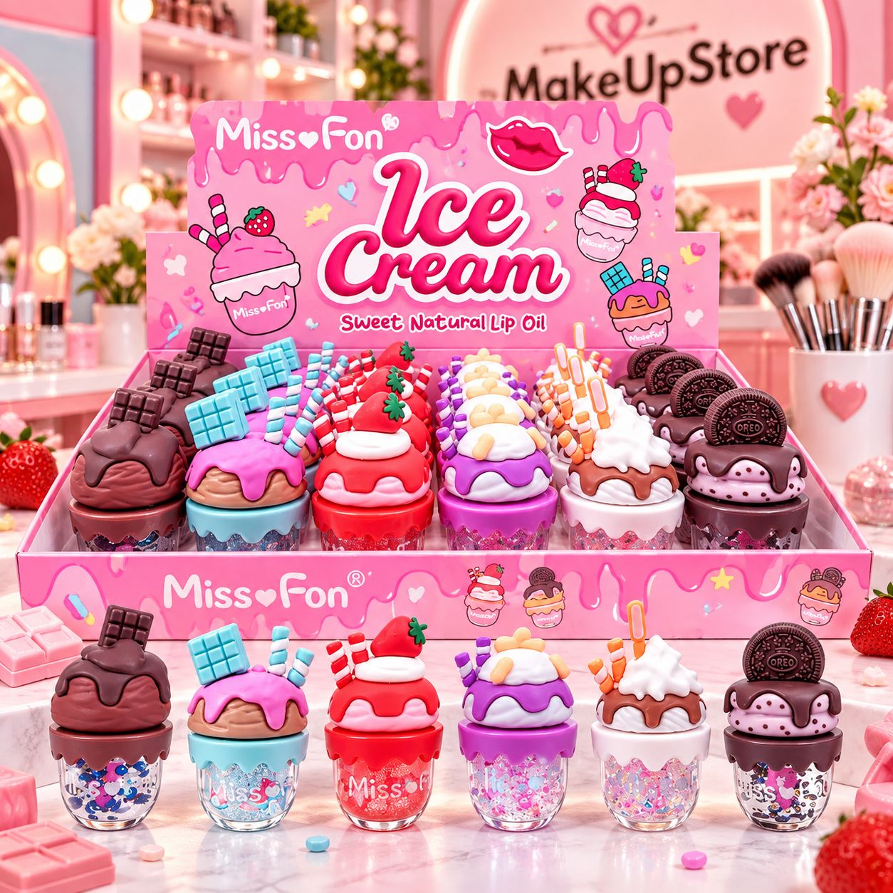 Caja 24 LipGloss  CupCake 🧁 Ice Cream
