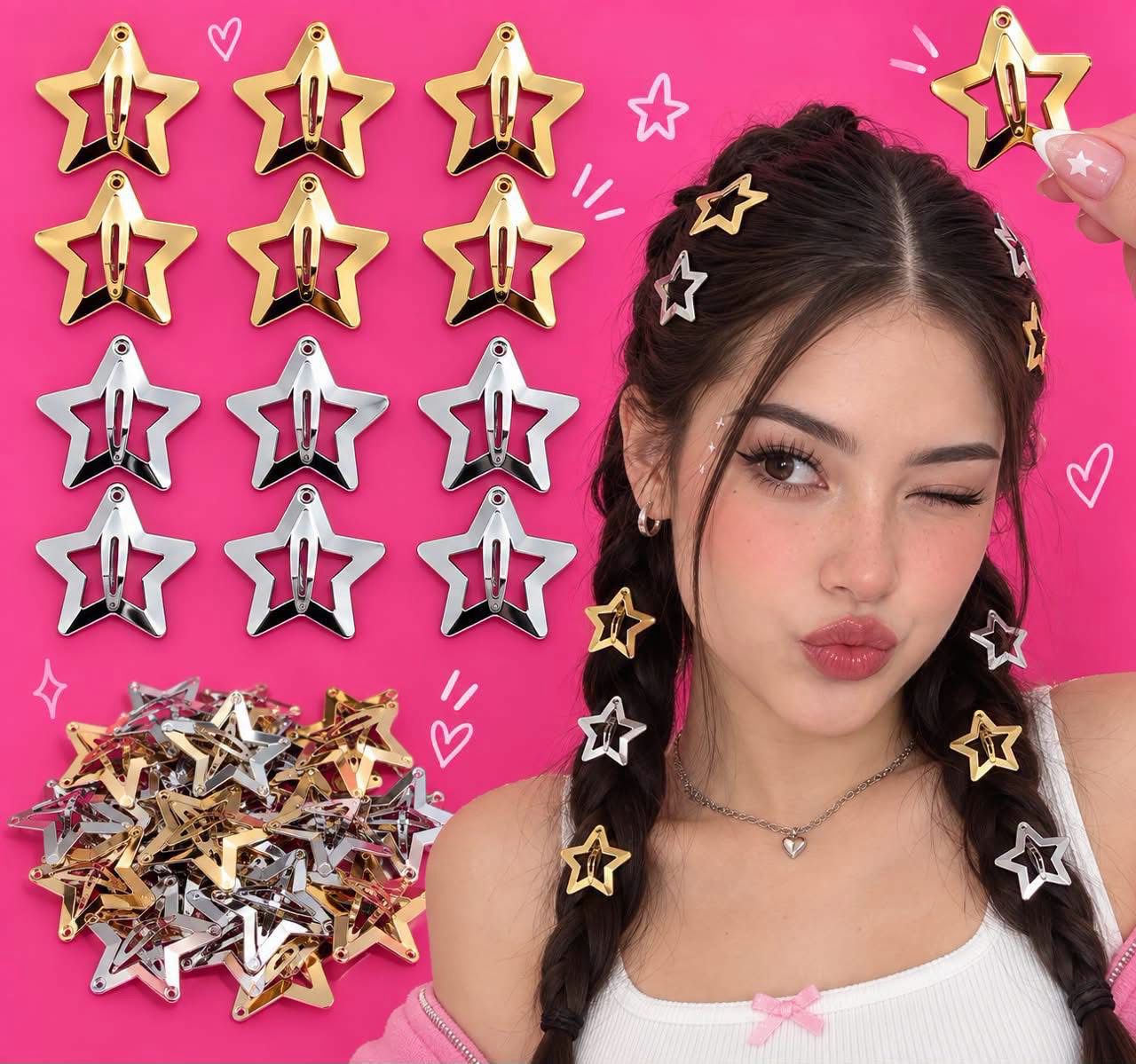 Docena pasador estrellas plata dorado
