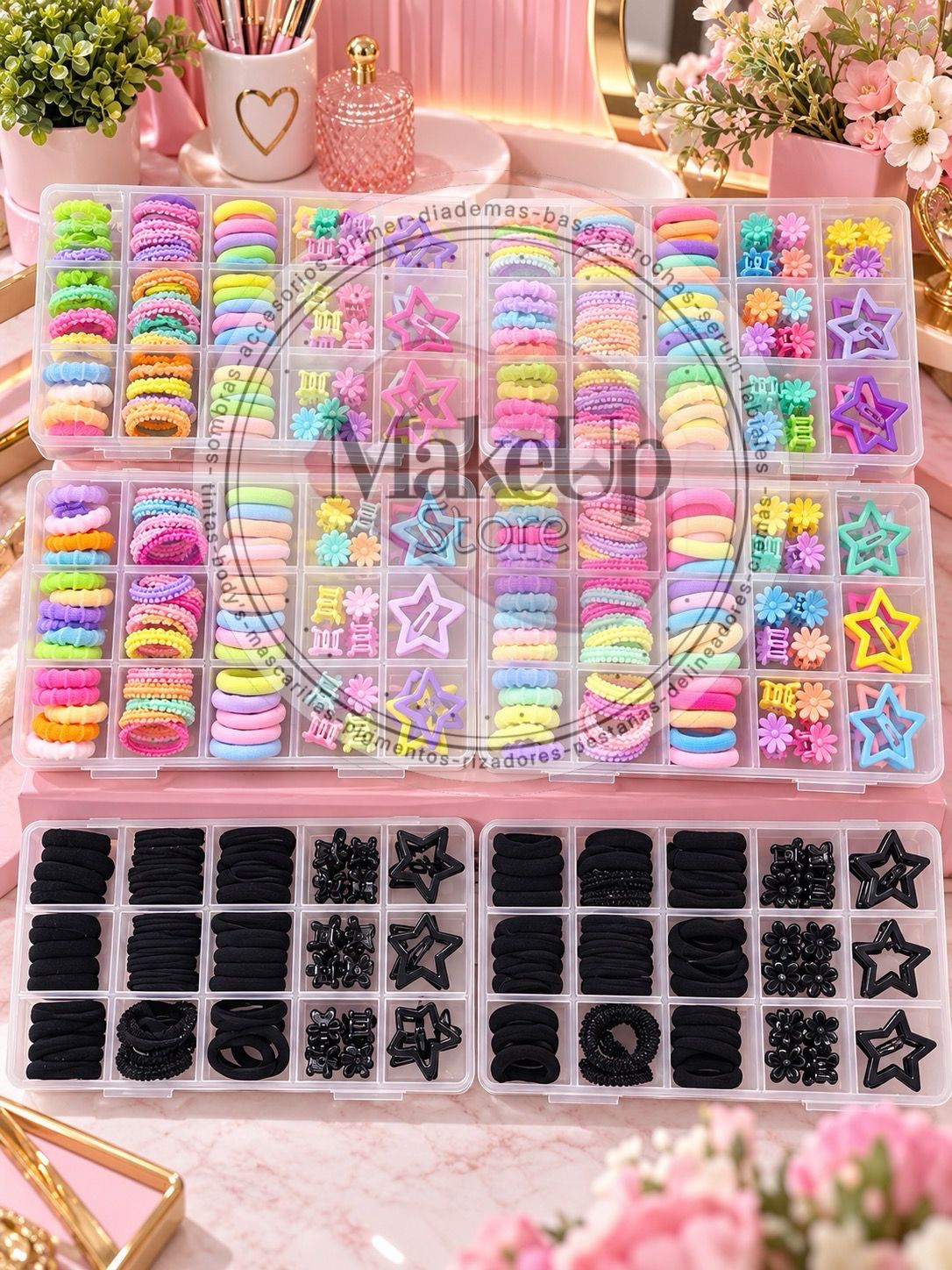 Kit mixto accesorios Para cabello cajita de plástico
