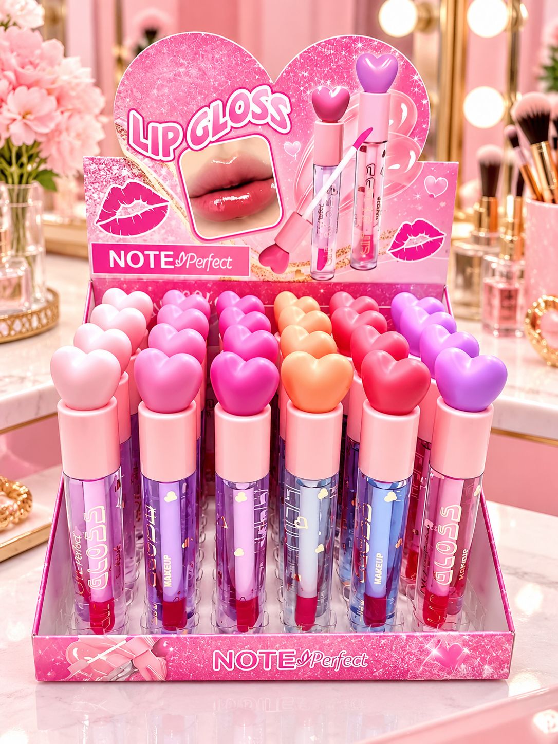 Caja 24 LipGloss Mágico Corazón