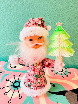 Santa in Pink Glitter with Christmas Confetti
