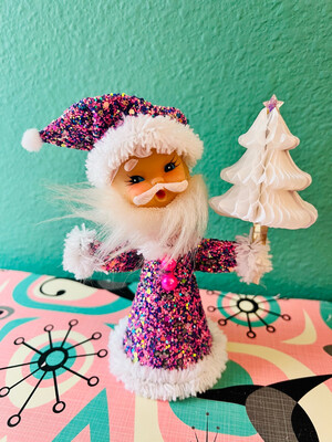 Santa in Purple &amp; Pink Glitter with Butterfly Confetti