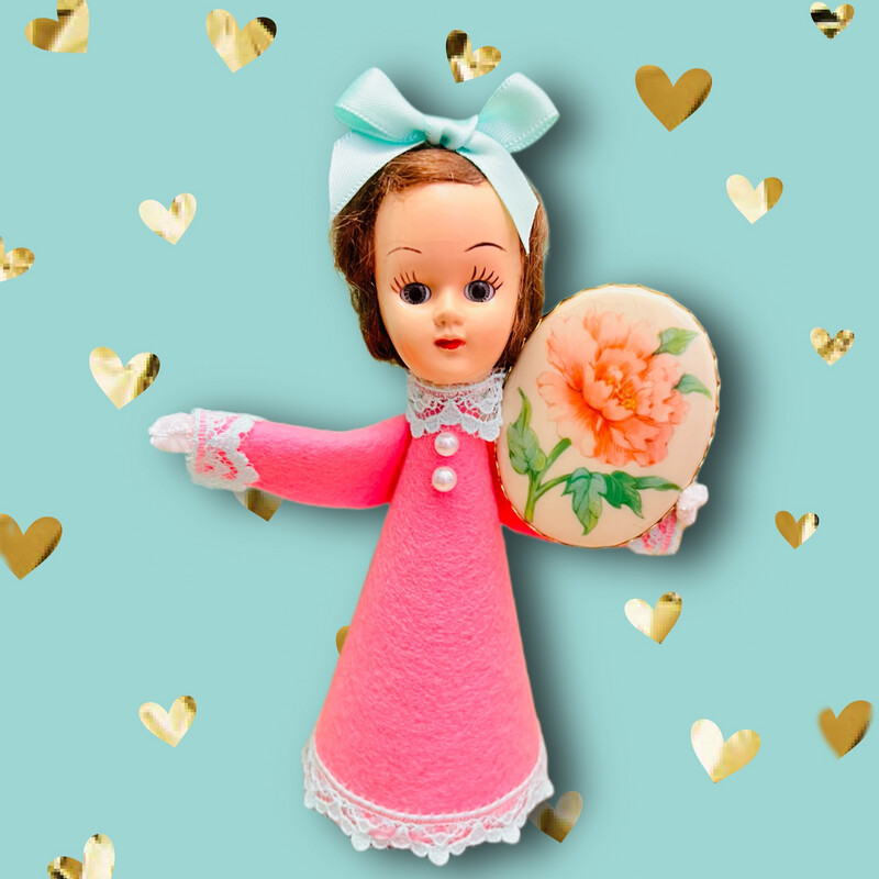 Valentines Cone Doll with Vintage Hallmark Brooch
