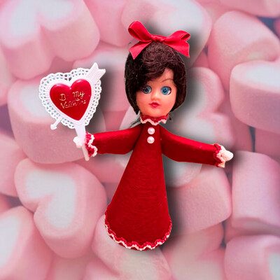 Valentines Cone Doll in Red Felt