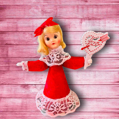 Valentine Cone Doll in red velvet