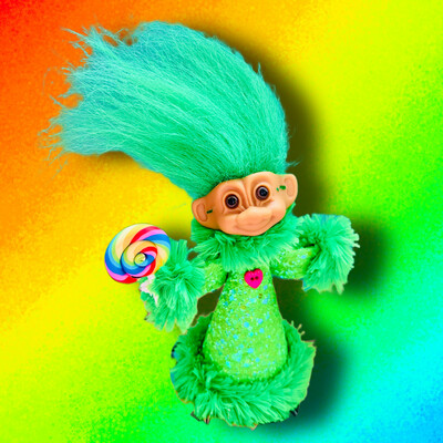 Green Troll with Lollipop OOAK Cone Doll