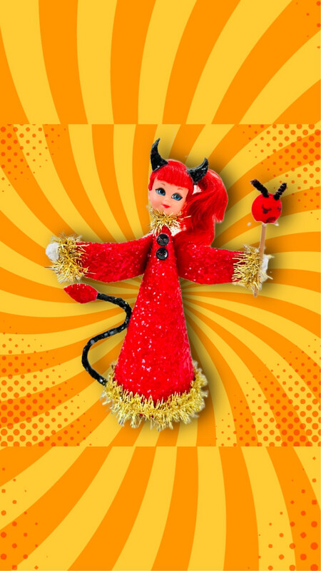 Glittery Devil Girl Art Doll