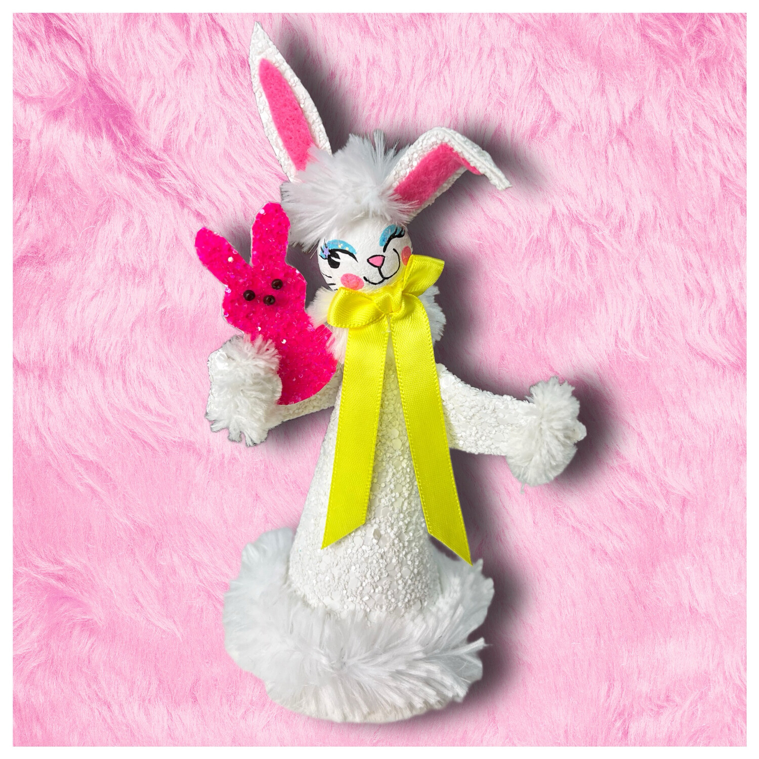 Easter Bunny Art Doll with Pink Candy Bunny