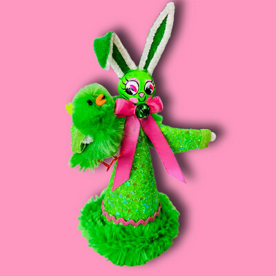 Green Easter Bunny Art Doll