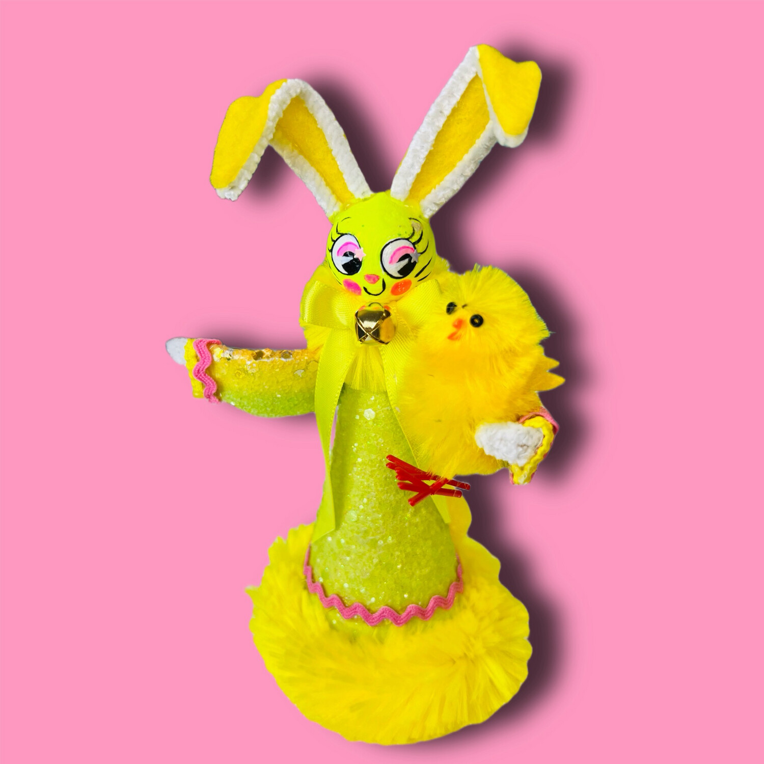 Yellow Easter Bunny Art Doll