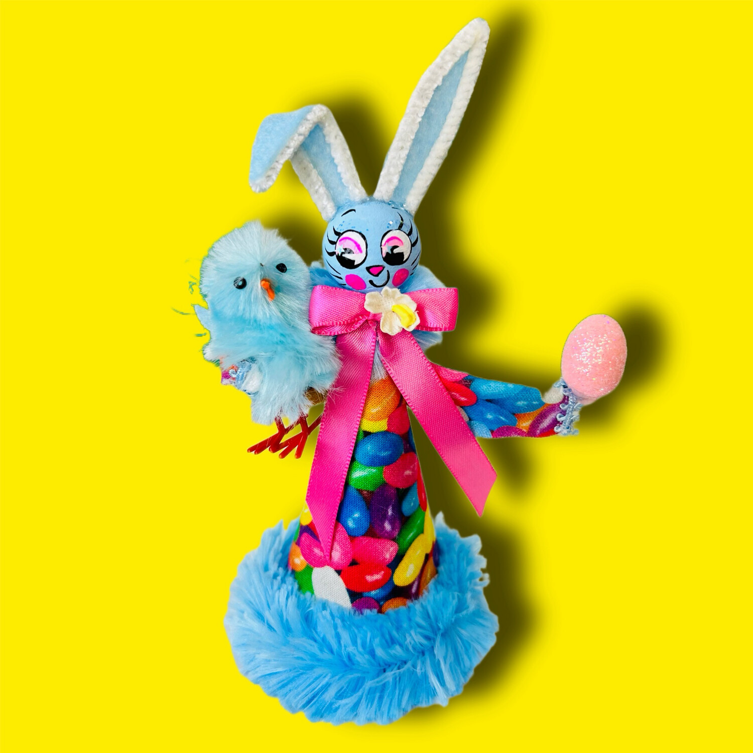 Blue Easter Bunny in Jelly Bean Print
