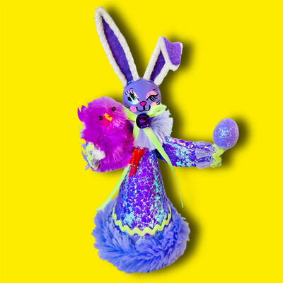 Purple Easter Bunny Art Doll