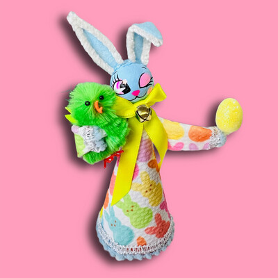Blue Easter Bunny In Peeps Print Art Doll