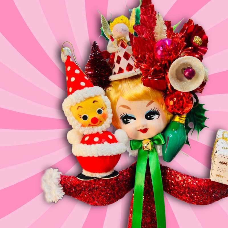 Christmas Queen Art Doll in Red Glitter