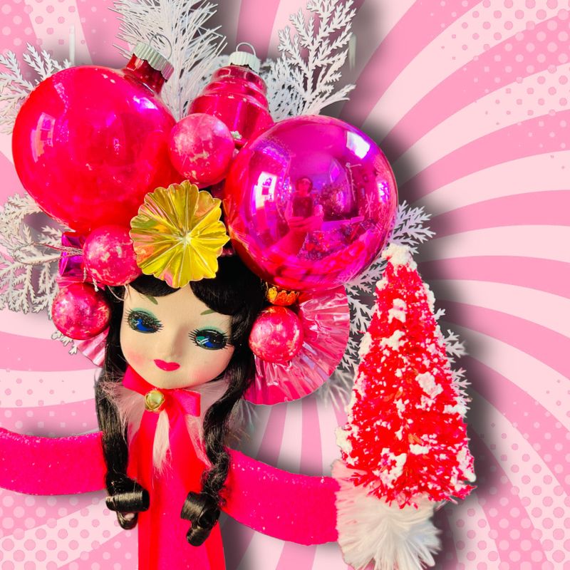 Pink Christmas Queen Art Doll