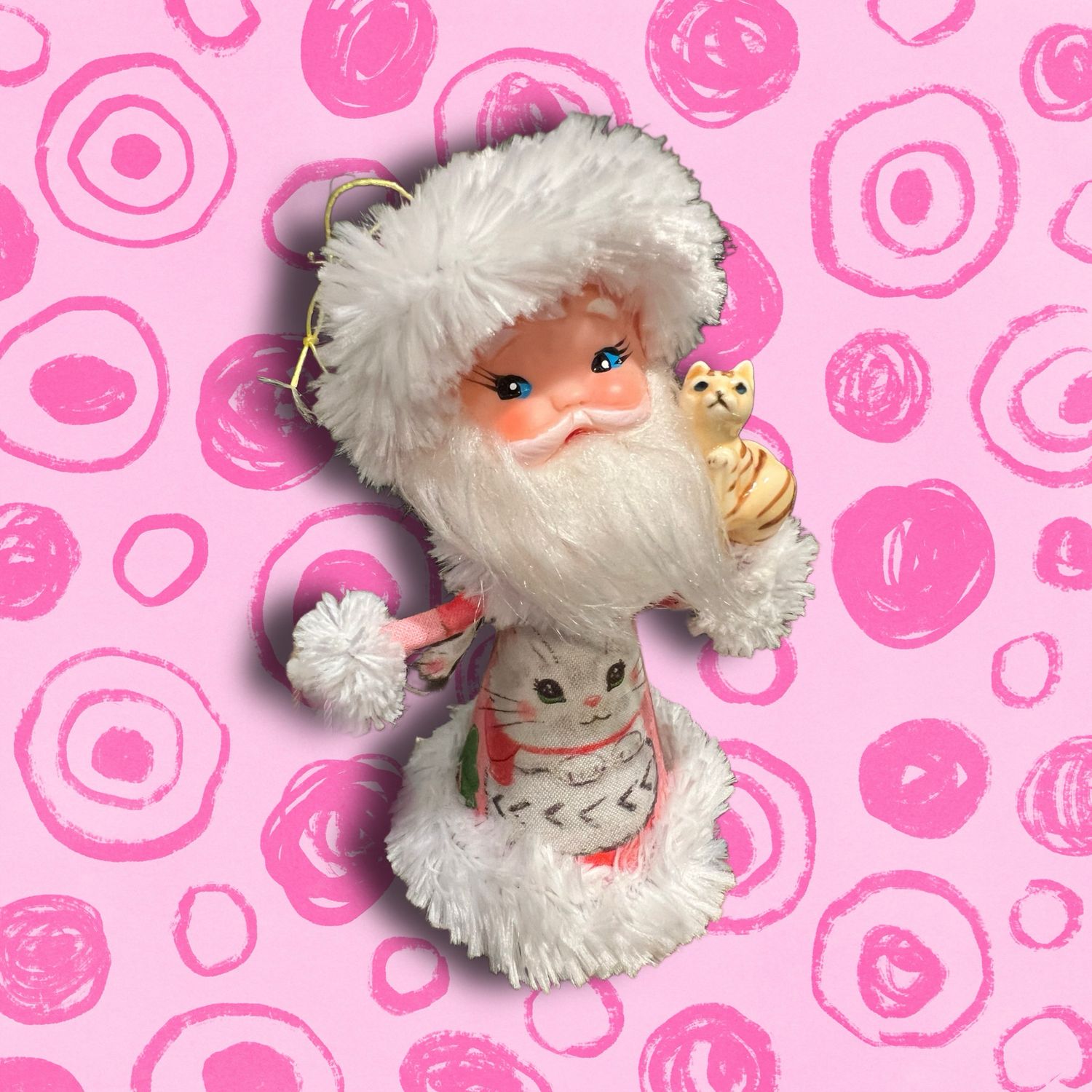 Santa Art Doll with Kitten