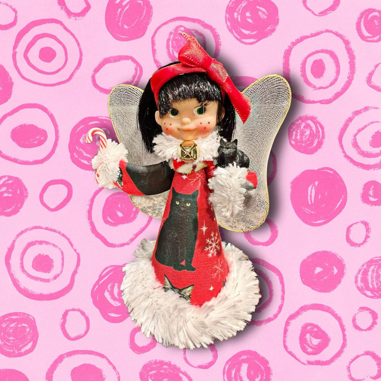 Black Cat Angel Art Doll