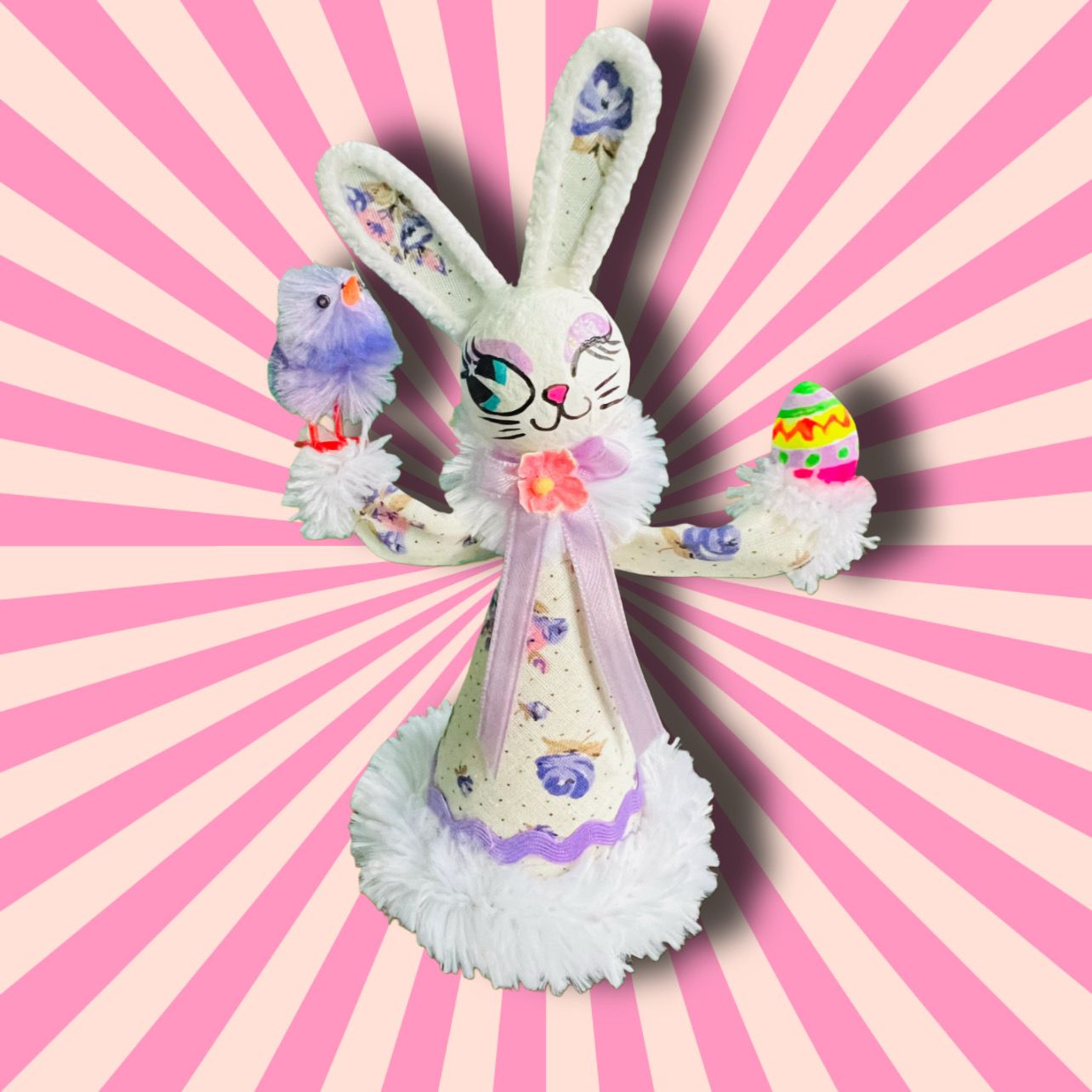 Floral Bunny Art Doll