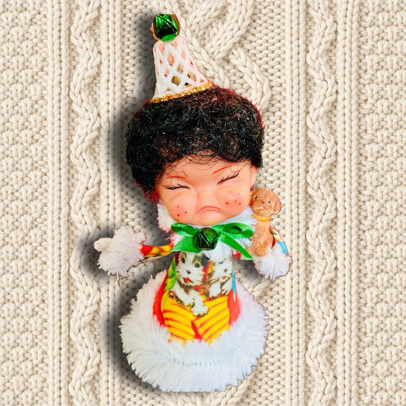 Fussy Child Art Doll Ornament featuring a Vintage Doll Head