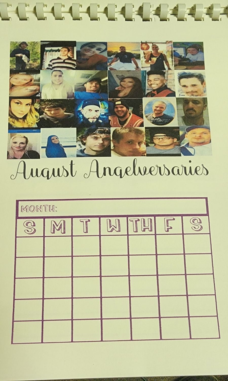 Personalized Yearly Angelversary Calendar