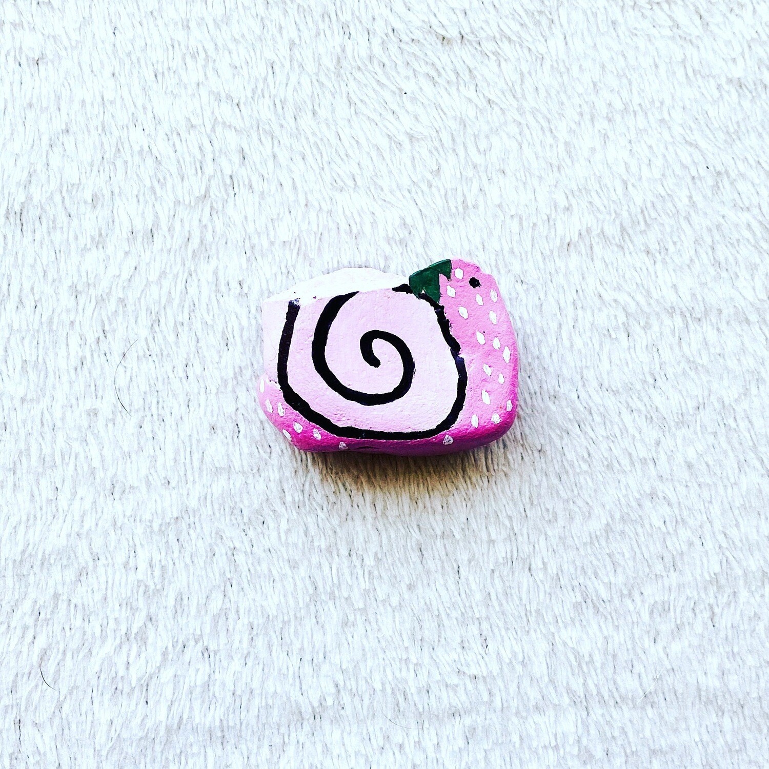 Strawberry Snail Painted Rock
