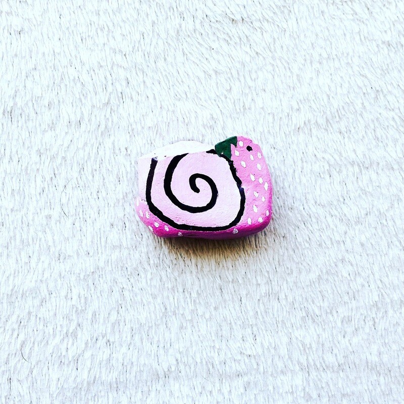 Strawberry Snail Painted Rock