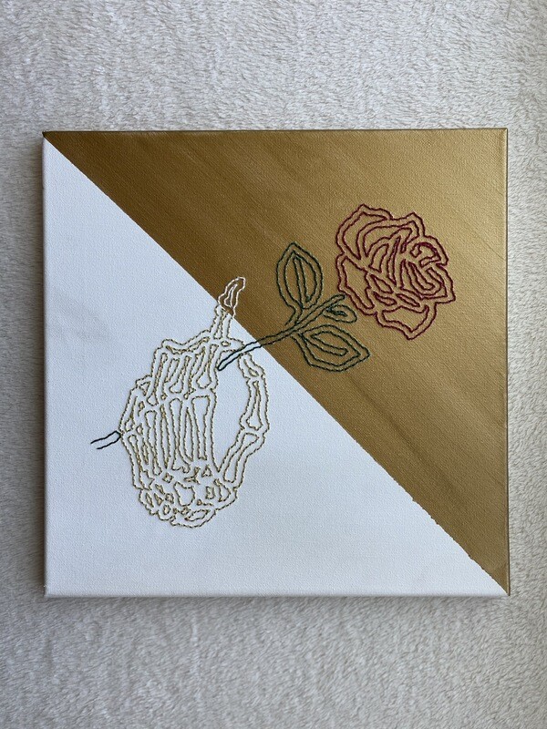 Skeleton Hand Holding Rose Canvas
