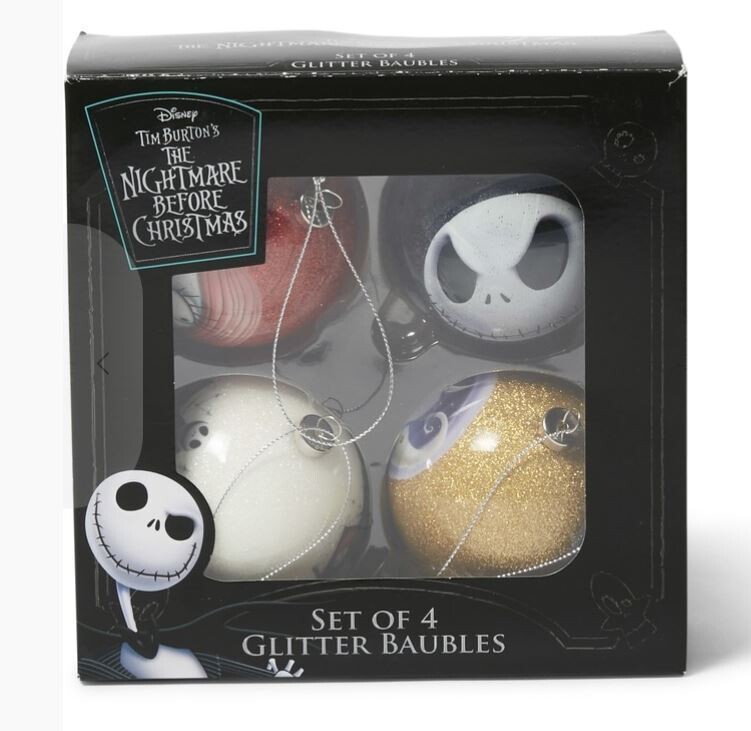The Nightmare Before Christmas Set Of 4 Glitter Baubles Home Down