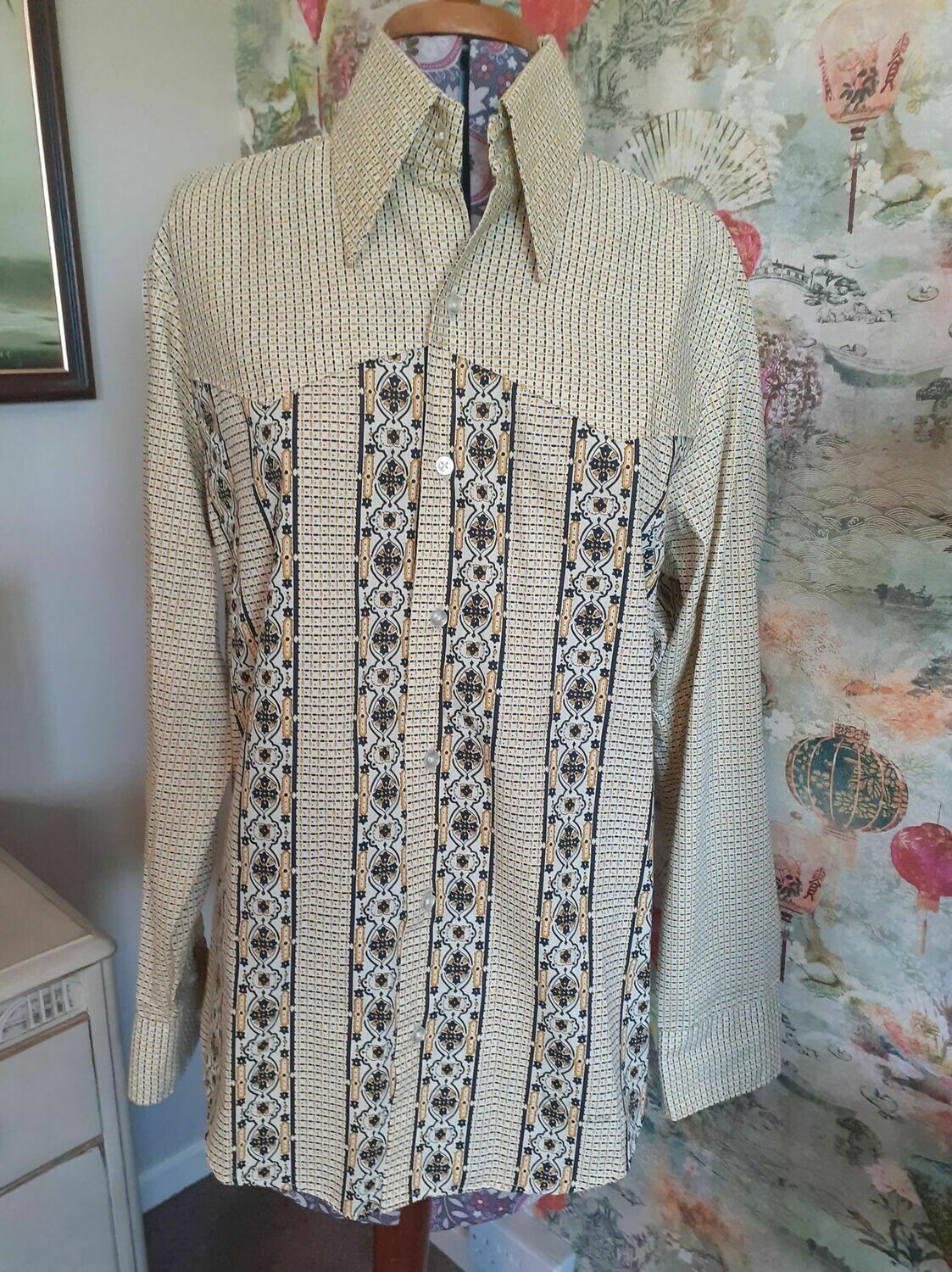 Retro Vintage Blouse Shirt Yellow