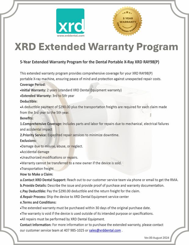 XRD RAY98(P) Five Year Extended Warranty XRD RAY98(P) Five Year Extended Warranty