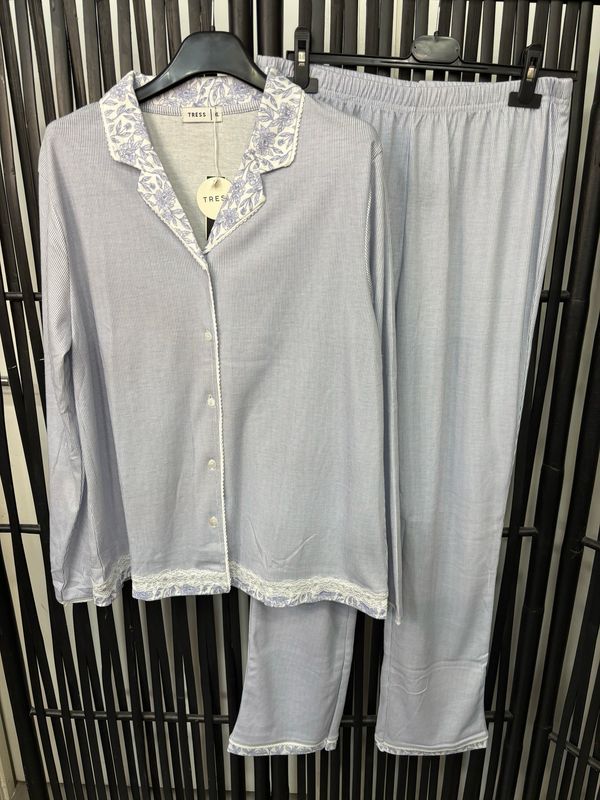 Pijama camisero azul